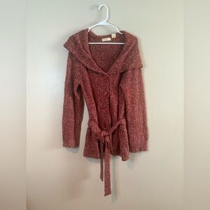 Anthropologie Sleeping On Snow Rust Wool Blend Belted Cardigan EUC